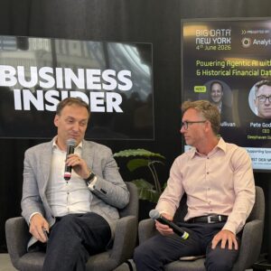 Feargal O'Sullivan and Pete Goddard discussing AI agents and real-time data on a panel at Big Data NYC on June 5th, 20206.